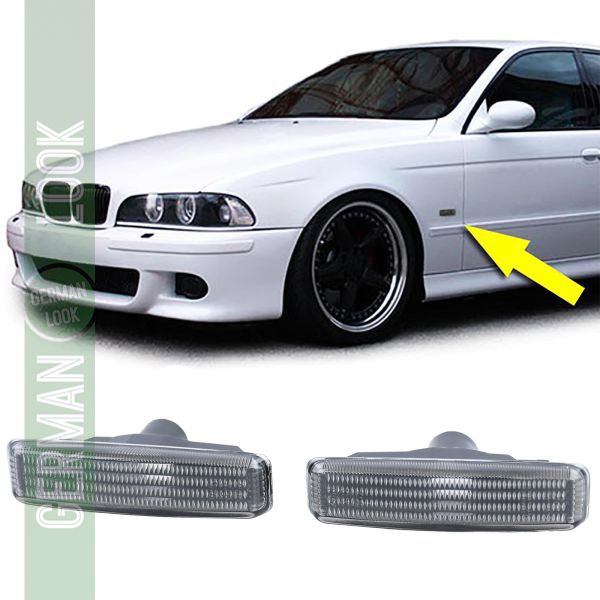 Paire de clignotants latéraux noirs fumés sur mesure pour BMW Série 5 E39 Berline Touring 95-03