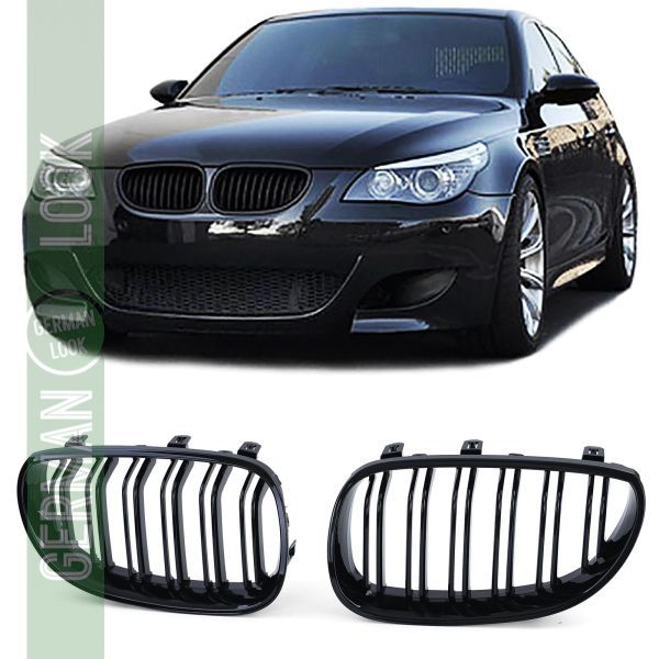 Calandre sport double barre performance brillante sur mesure pour BMW Série 5 E60 E61 03-10