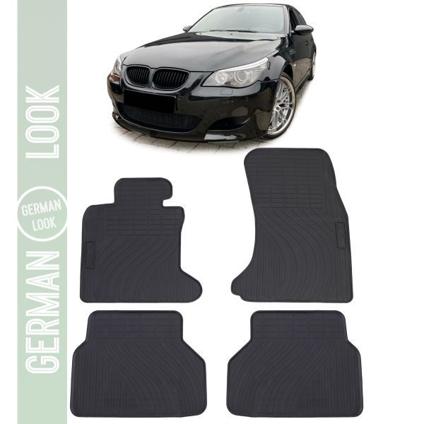 Tapis de sol en caoutchouc pour voiture noir Premium Set sur mesure pour BMW Série 5 E60 E61 03-10
