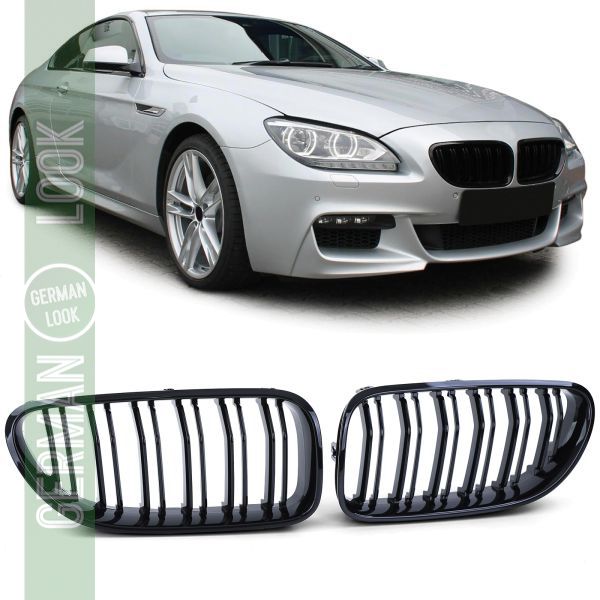 Grelha dupla lâmina preto brilhante para BMW Série 6 F06 F12 F13