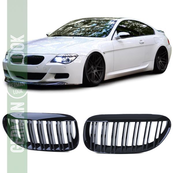 Calandre sport double barre noir brillant sur mesure pour BMW Série 6 E63 E64
