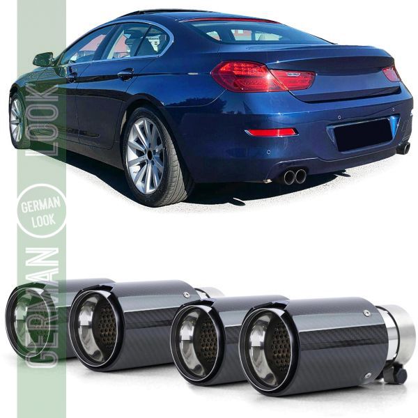 Sorties d'échappement 90mm sport carbone noir sur mesure pour BMW Série 6 F12 F13 à partir de 11