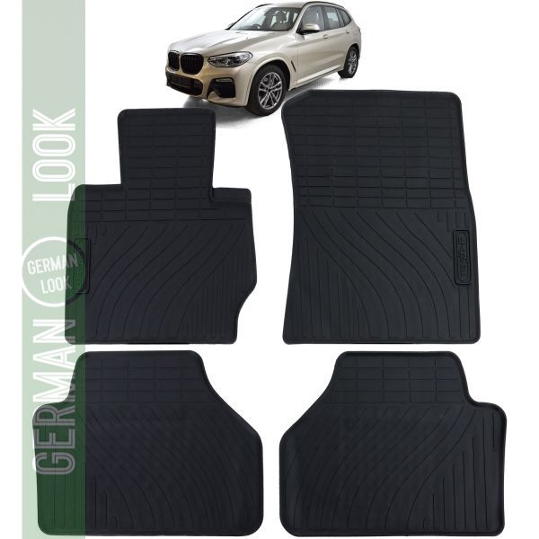 Tapis de sol en caoutchouc pour voiture noir premium set sur mesure pour BMW X3 F25 10-17
