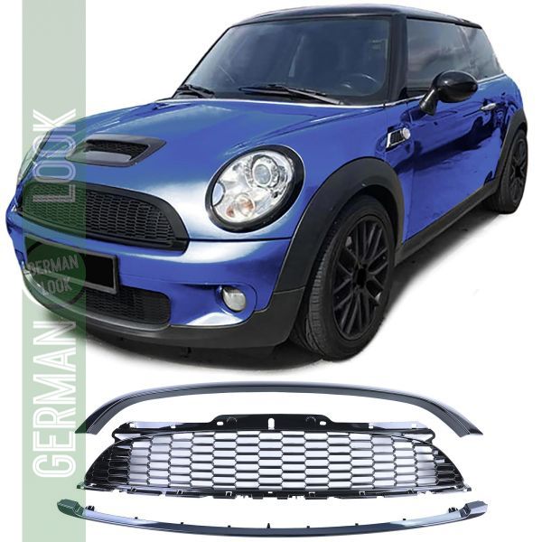 Calandre sport noir brillant 3 pièces pour Mini Cooper R56 Cabrio R57 06-09