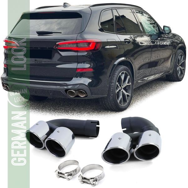 Tubos de escape de aço inoxidável de tubo duplo cromado para BMW X5 G05 X6 G06 X7 G07 40i