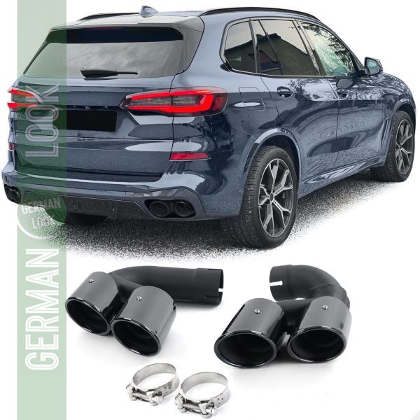 Tubos de escape de aço inoxidável de tubo duplo preto para BMW X5 G05 X6 G06 X7 G07 40i