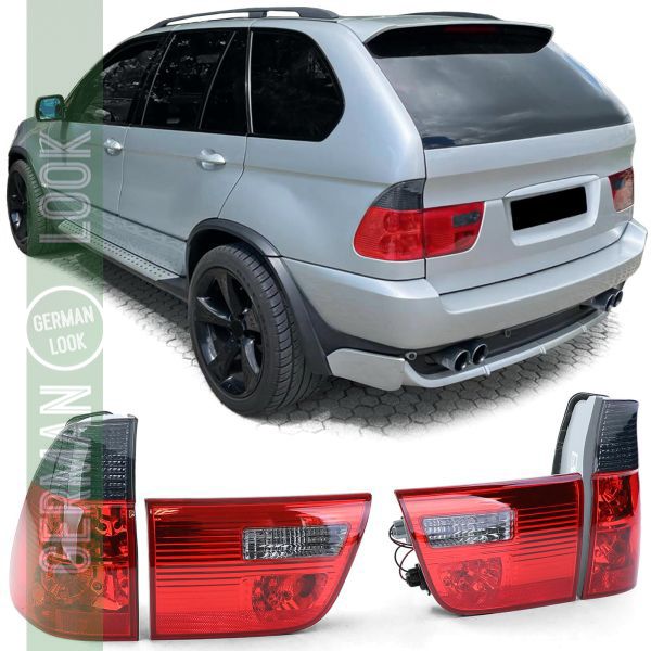 Feux arrière en verre transparent rouge noir fumé sur mesure pour BMW X5 E53 99-03