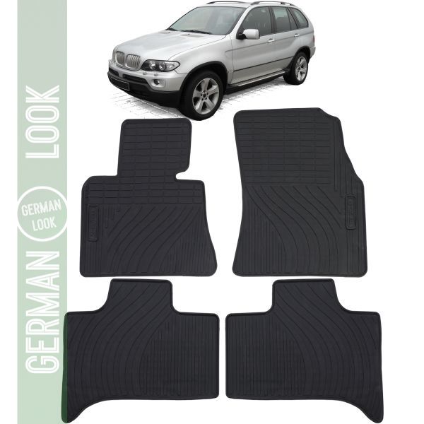 Tapis de sol en caoutchouc pour voiture noir premium set sur mesure pour BMW X5 E53 2000-2006