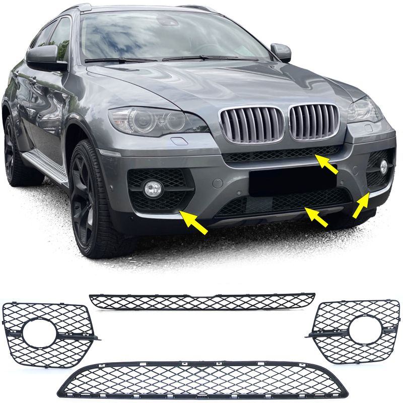 Kit de couvercles de phare antibrouillard pour pare-chocs de calandre adapté à BMW X6 E71 06-14