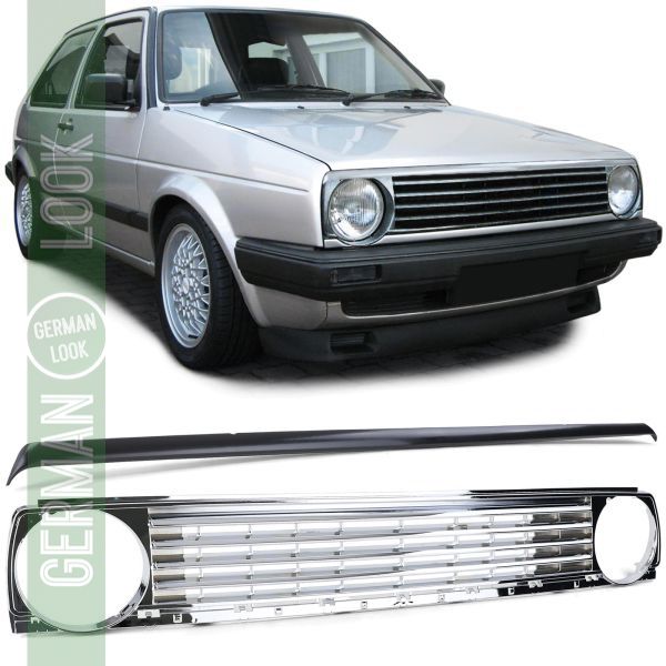 Calandre sans emblème chromée avec spoiler de calandre pour VW Golf 2 83-91