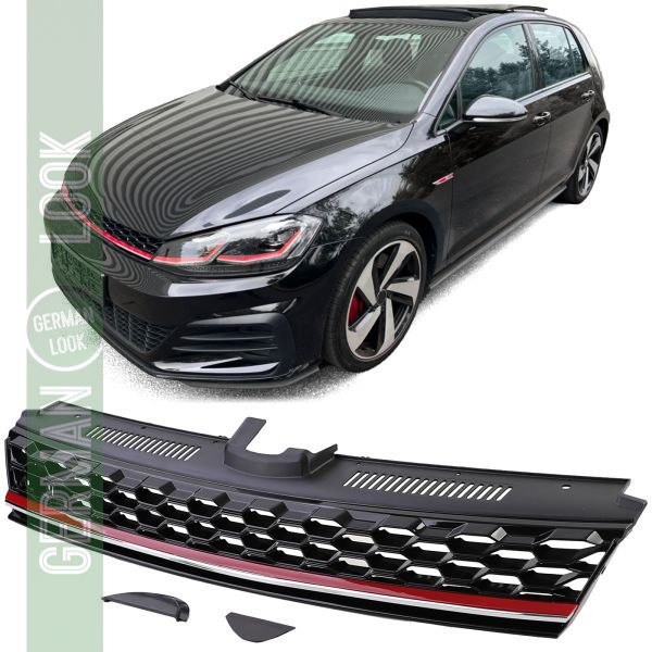 Calandre nid d'abeille sans emblème noir brillant pour VW Golf 7.5 17-21 GTI