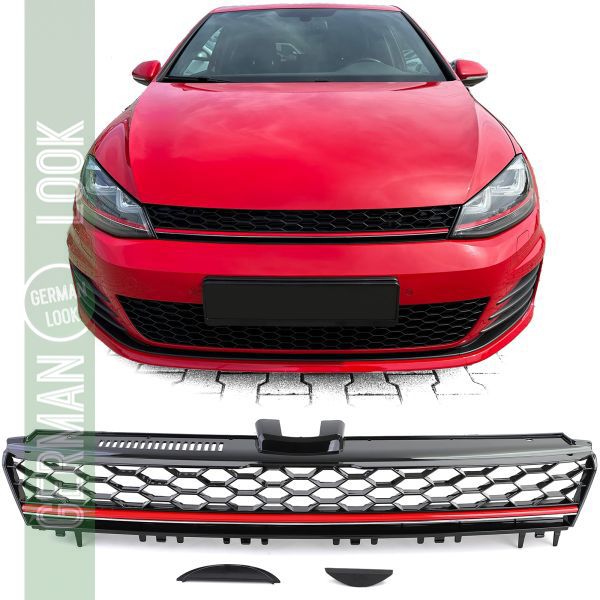 Calandre nid d'abeille sans emblème noir brillant pour VW Golf 7.5 17-21 GTI