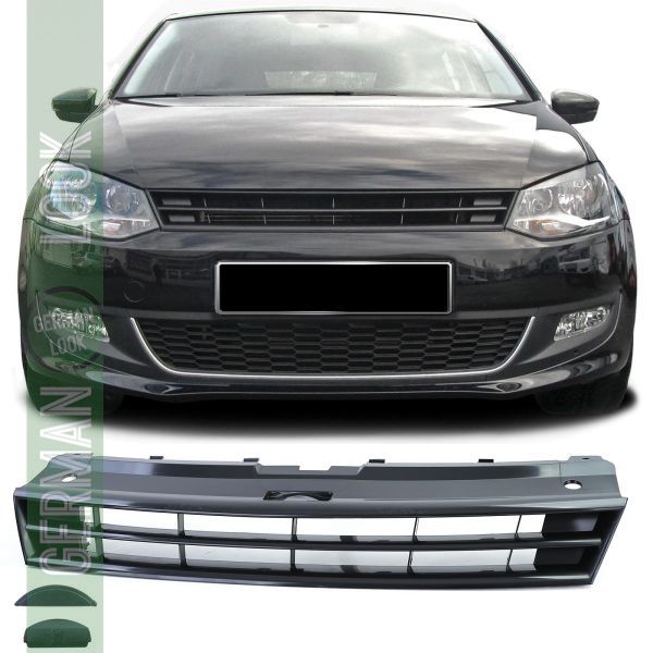 Calandre sans emblème noir brillant pour VW Polo 5 6R 6C 09-17