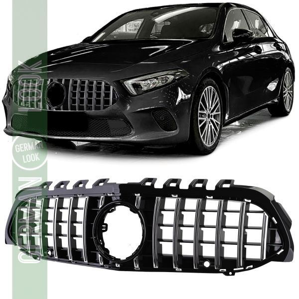Calandre sport noir chrome pour Mercedes classe A W177 V177 sans caméra