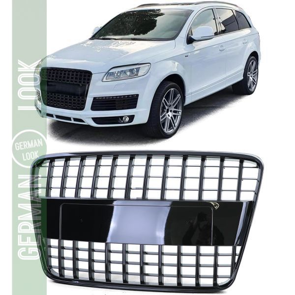Calandre sport nid d'abeille sans emblème noir brillant pour Audi Q7 4L 05-09
