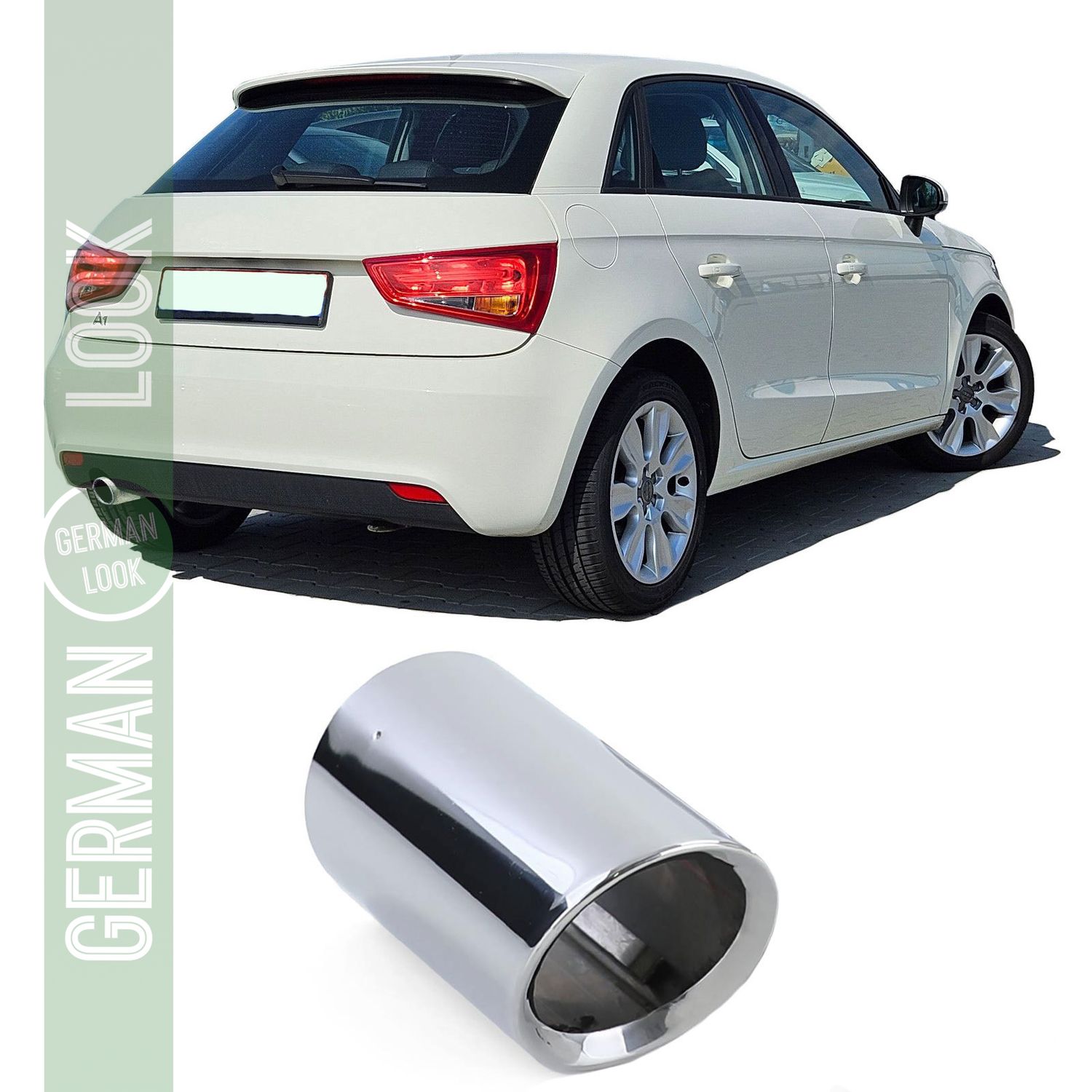 Cache sortie d'échappement inox rond 80mm pour Audi A1 10-18 1.2TFSI + 1.6TDI