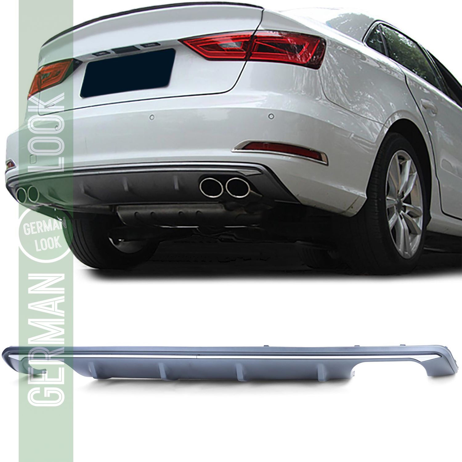Diffuseur arrière sport pour Audi A3 8V Berline Cabriolet 12-16 sans S-Line