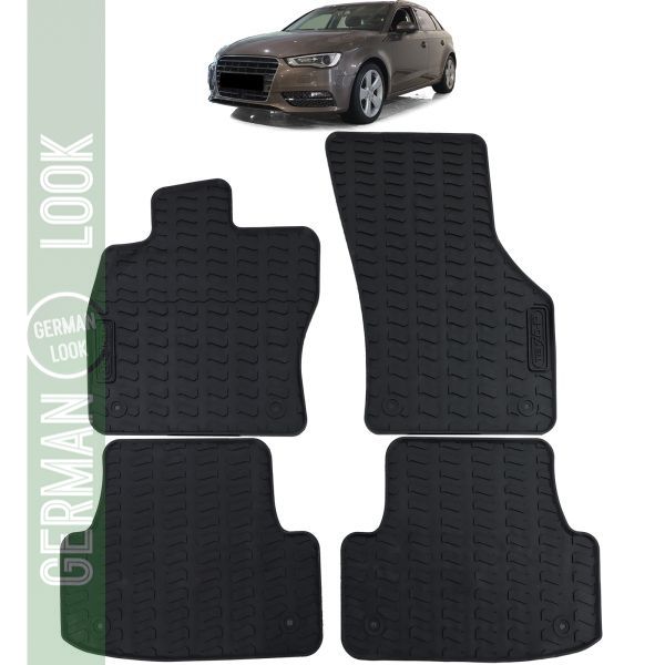 Tapis de sol en caoutchouc pour voiture noir premium set sur mesure pour Audi A3 8V 2012-2019
