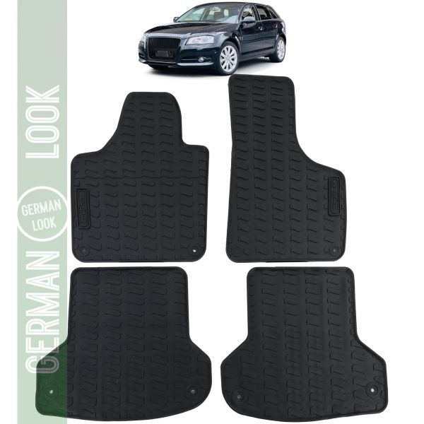 Tapis de sol en caoutchouc noir premium pour Audi A3 8P 2003-2013