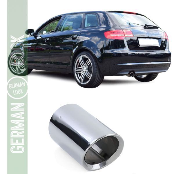 Cache sortie d'échappement inox rond 80mm pour Audi A3 8P 09-13 1.6TDI + 2.0TDI