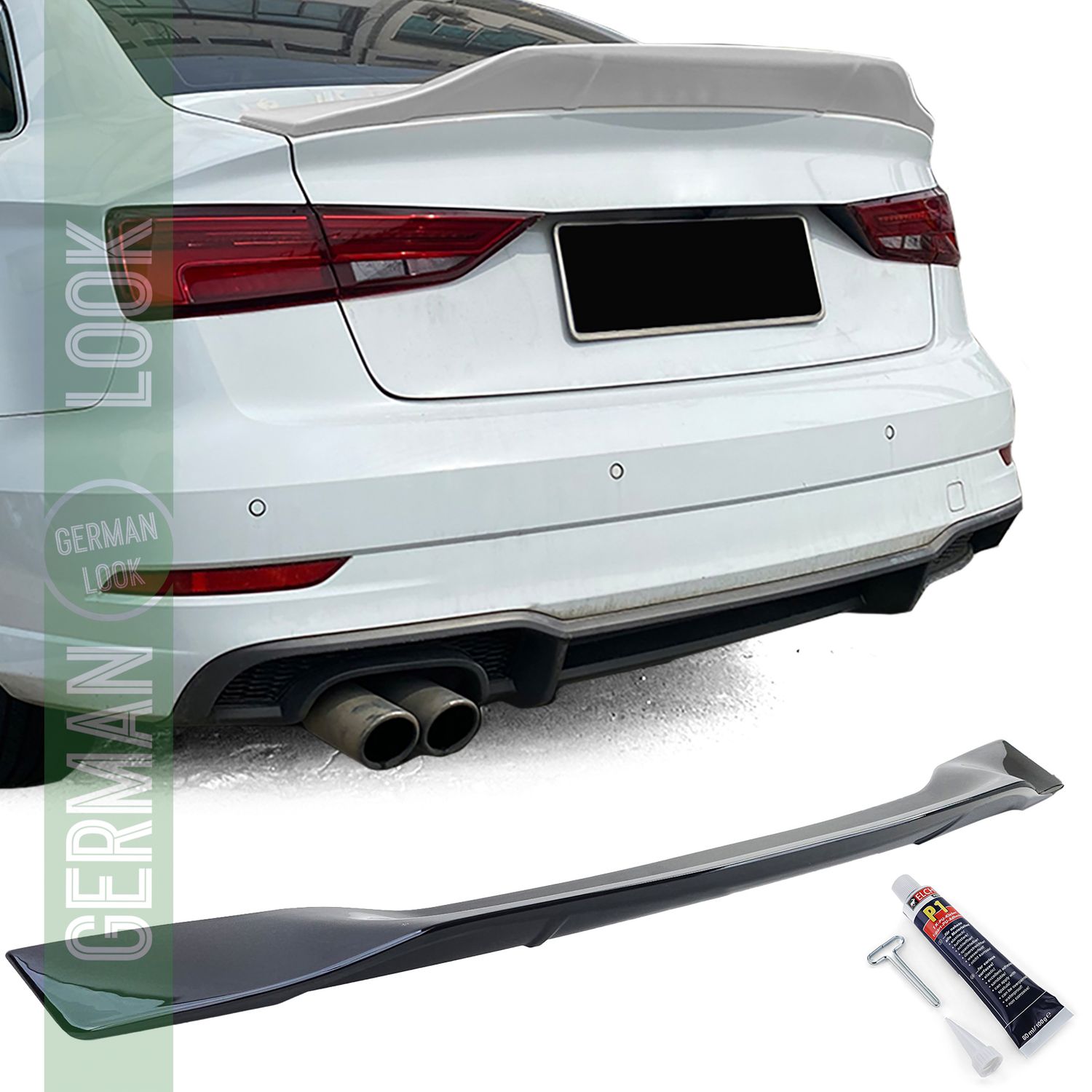 Becquet arrière Ducktail noir brillant pour Audi A3 8V 12-20 berline