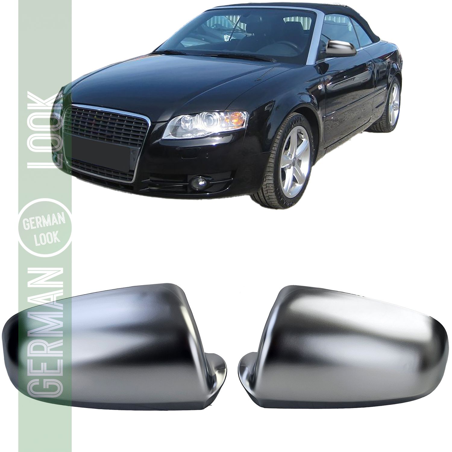 Coques de rétroviseurs argent mat pour remplacer Audi A3 8P A4 8E A6 4F jusqu'à 2008