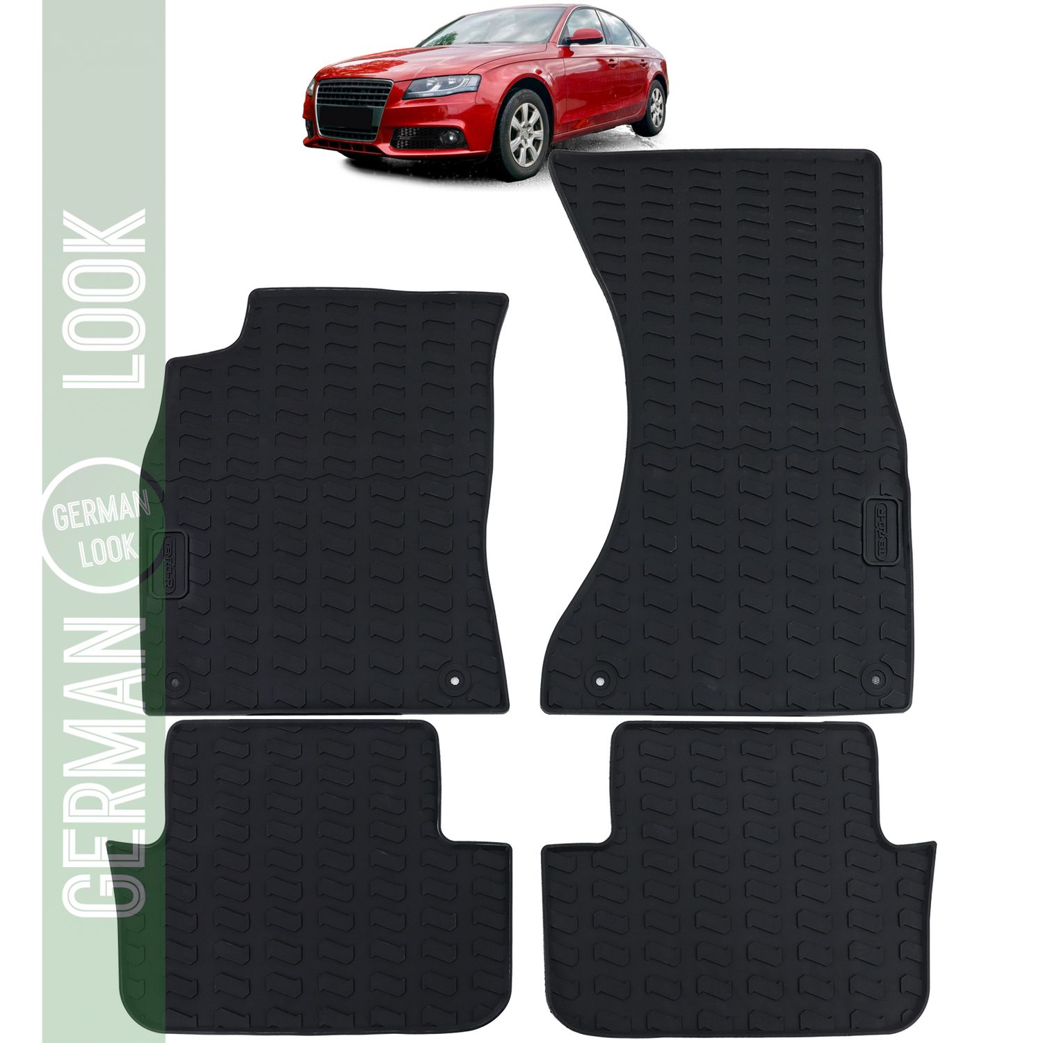 Tapis de sol en caoutchouc noir premium pour Audi A4 B8 Berline Avant 8K 07-15