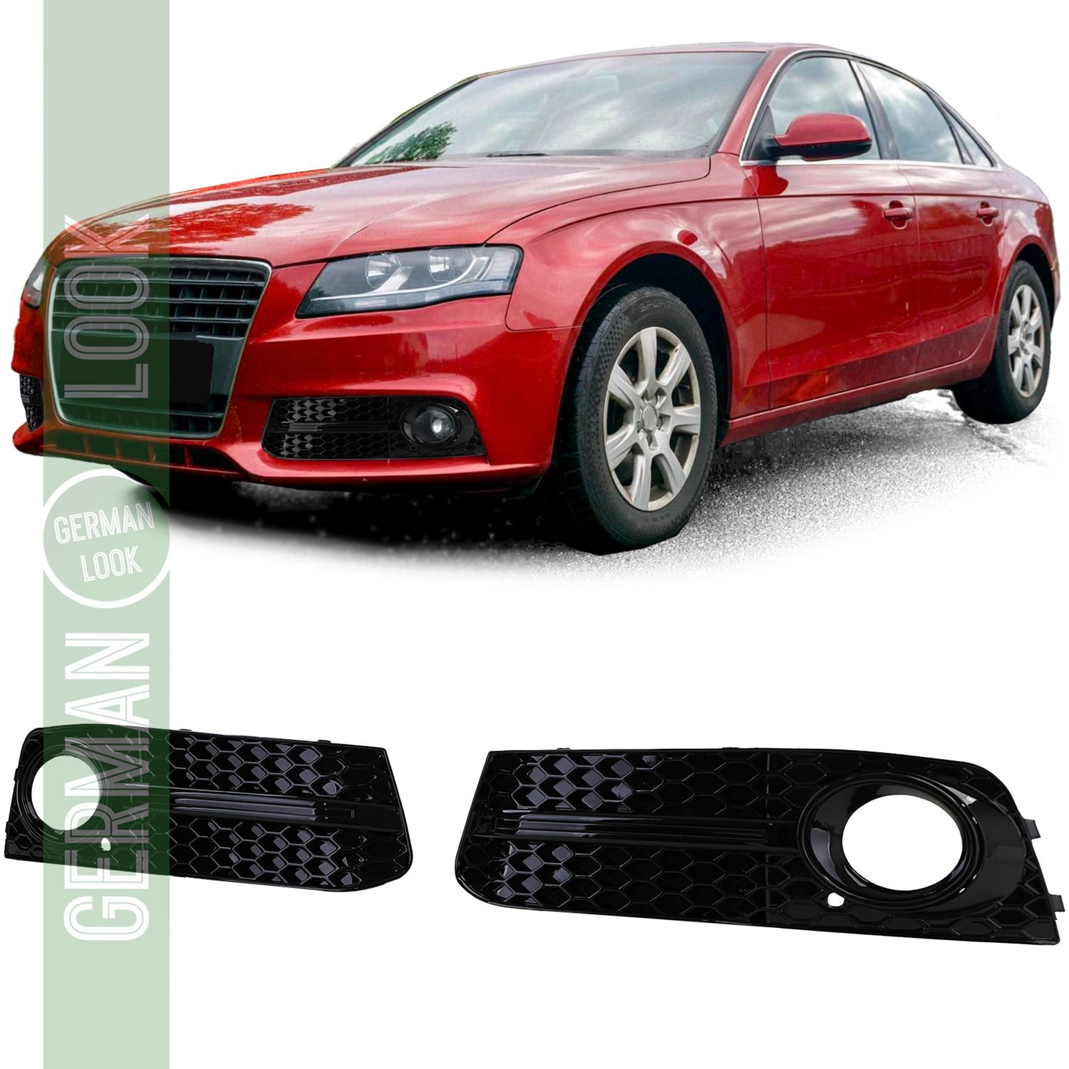Grille nid d'abeille couvre pare-chocs noir brillant sur mesure pour Audi A4 B8 07-11