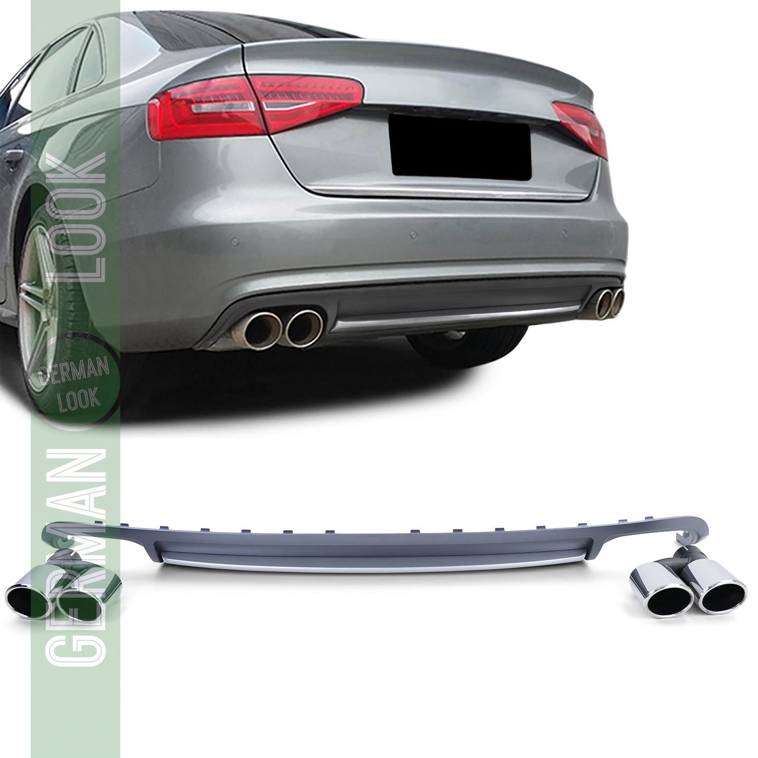 Diffuseur arrière sport avec jeu de sorties d'échappement pour Audi A4 B8 Limo Avant 07-11