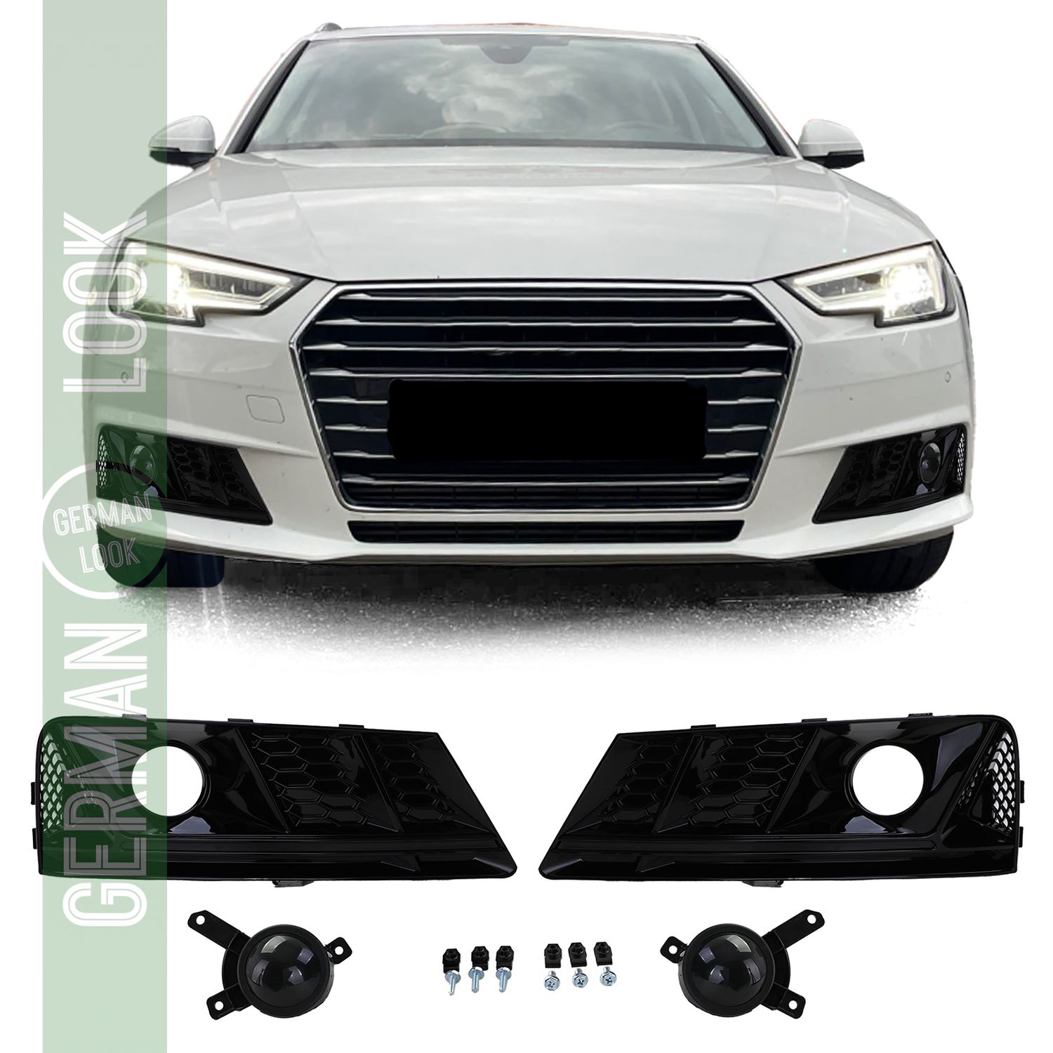 Calandre en nid d'abeille brillante pour pare-chocs pour Audi A4 B9 15-19 sans S-Line