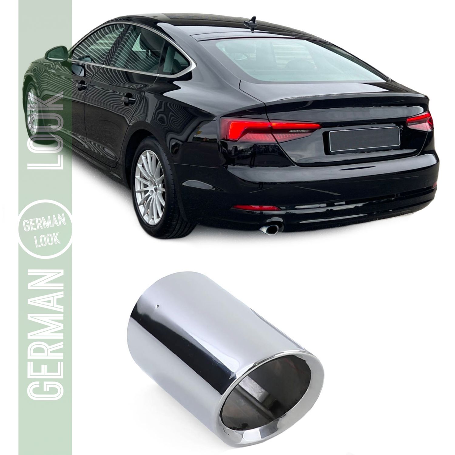 Cache sortie d'échappement inox rond 80mm pour Audi A5 F5 16-19 1.4TFSI 2.0TDI