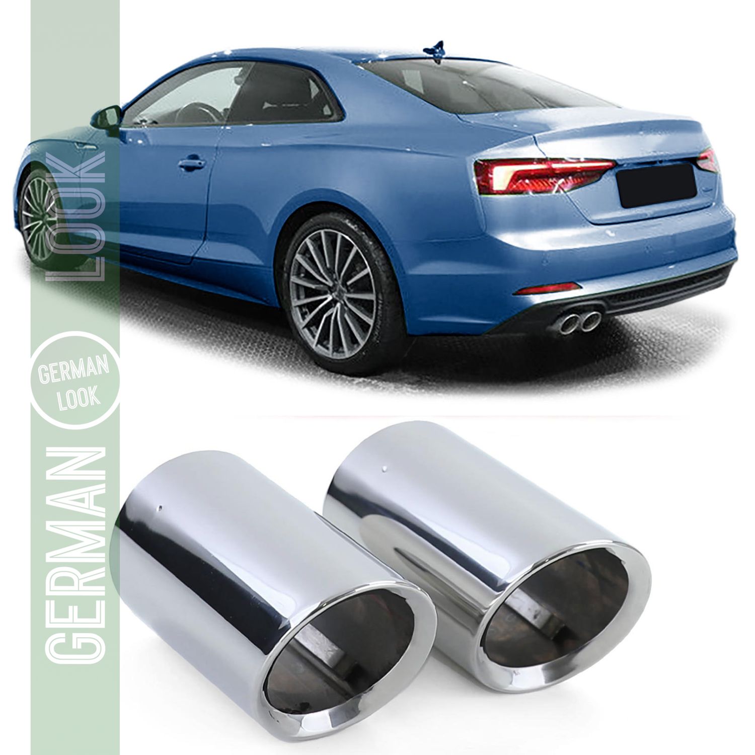 Caches sorties d'échappement inox ronds 80mm pour Audi A5 F5 16-19 2.0TFSI 2.0TDI