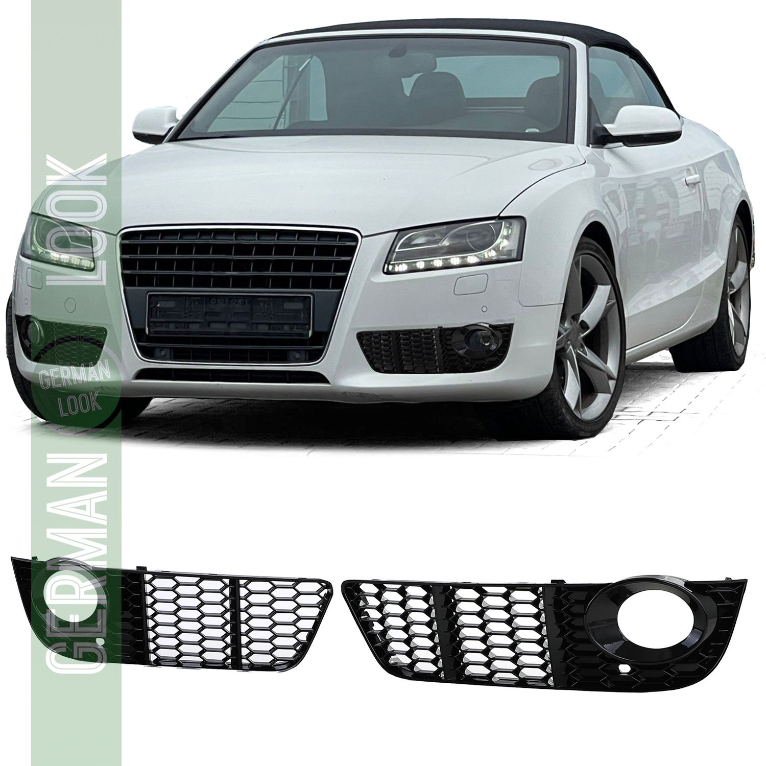 Calandre en nid d'abeille brillante pour pare-chocs pour Audi A5 8T 07-11 sans S-Line