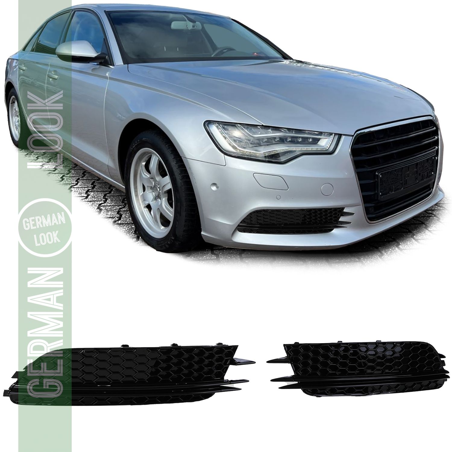 Calandre en nid d'abeille brillante pour pare-chocs pour Audi A6 C7 11-14 sans S-Line