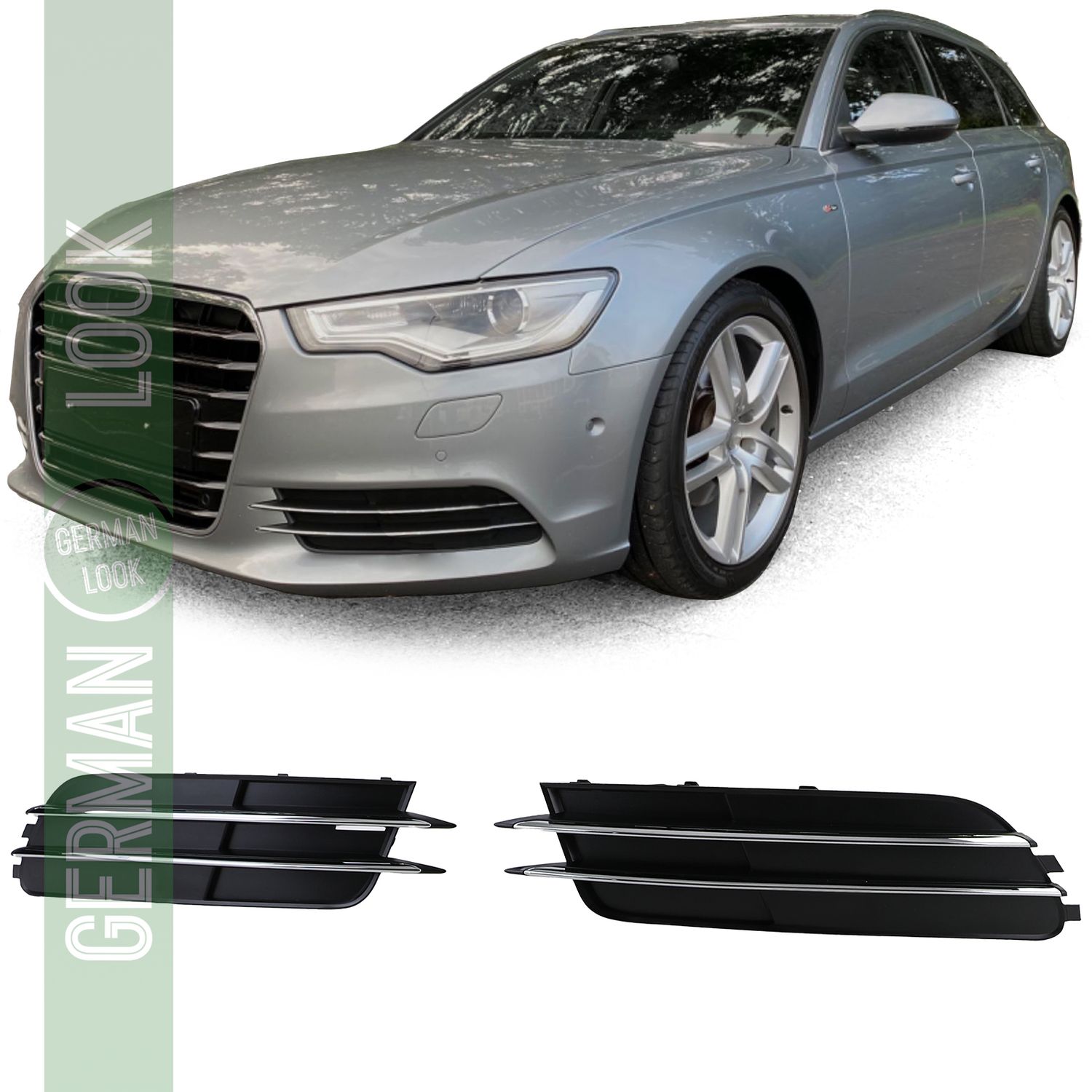 Calandre couvre pare-chocs chrome pour Audi A6 C7 4G 10-14 sans S-Line
