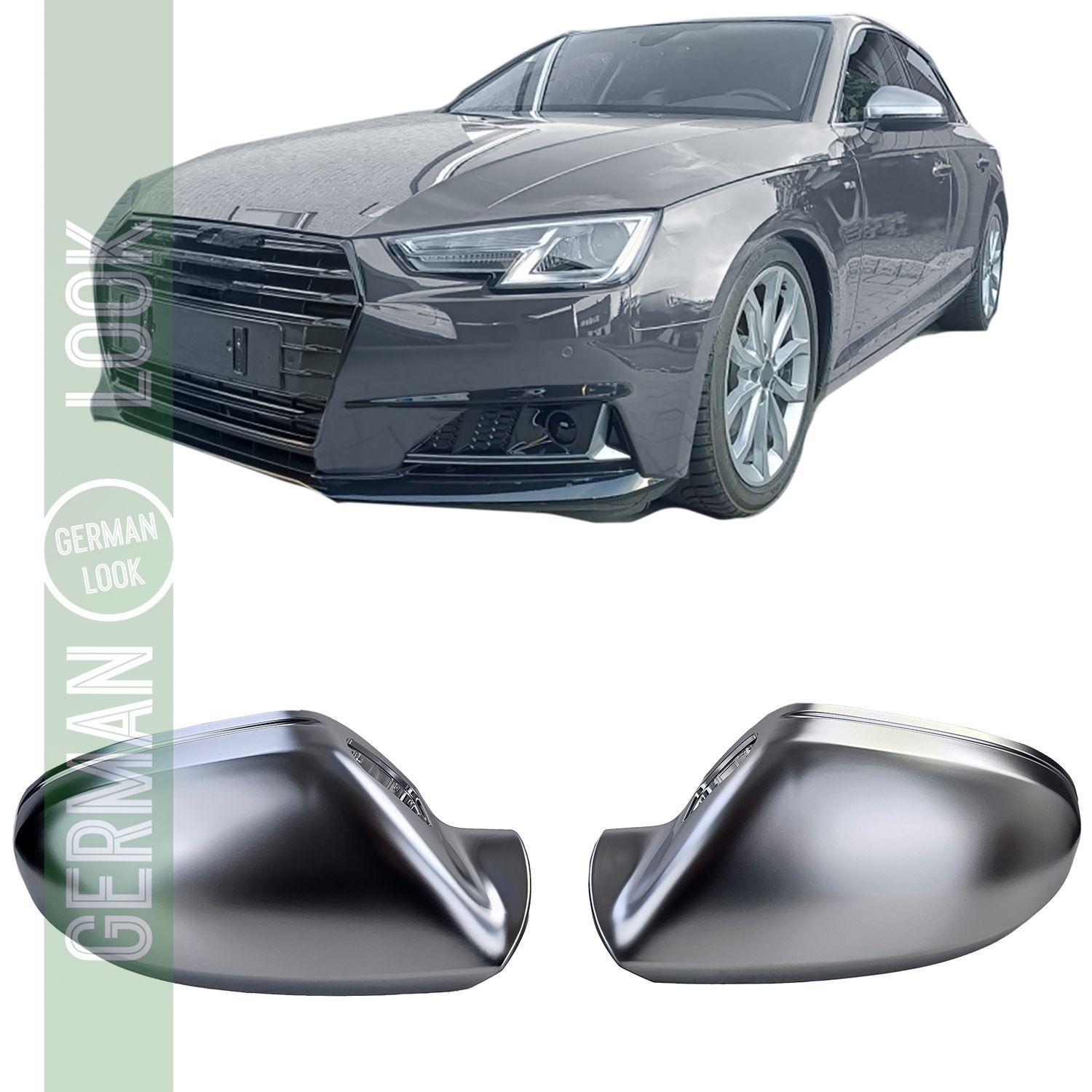 Coques de rétroviseurs argent mat pour remplacer Audi A6 4G 11-18 avec Track Assistant