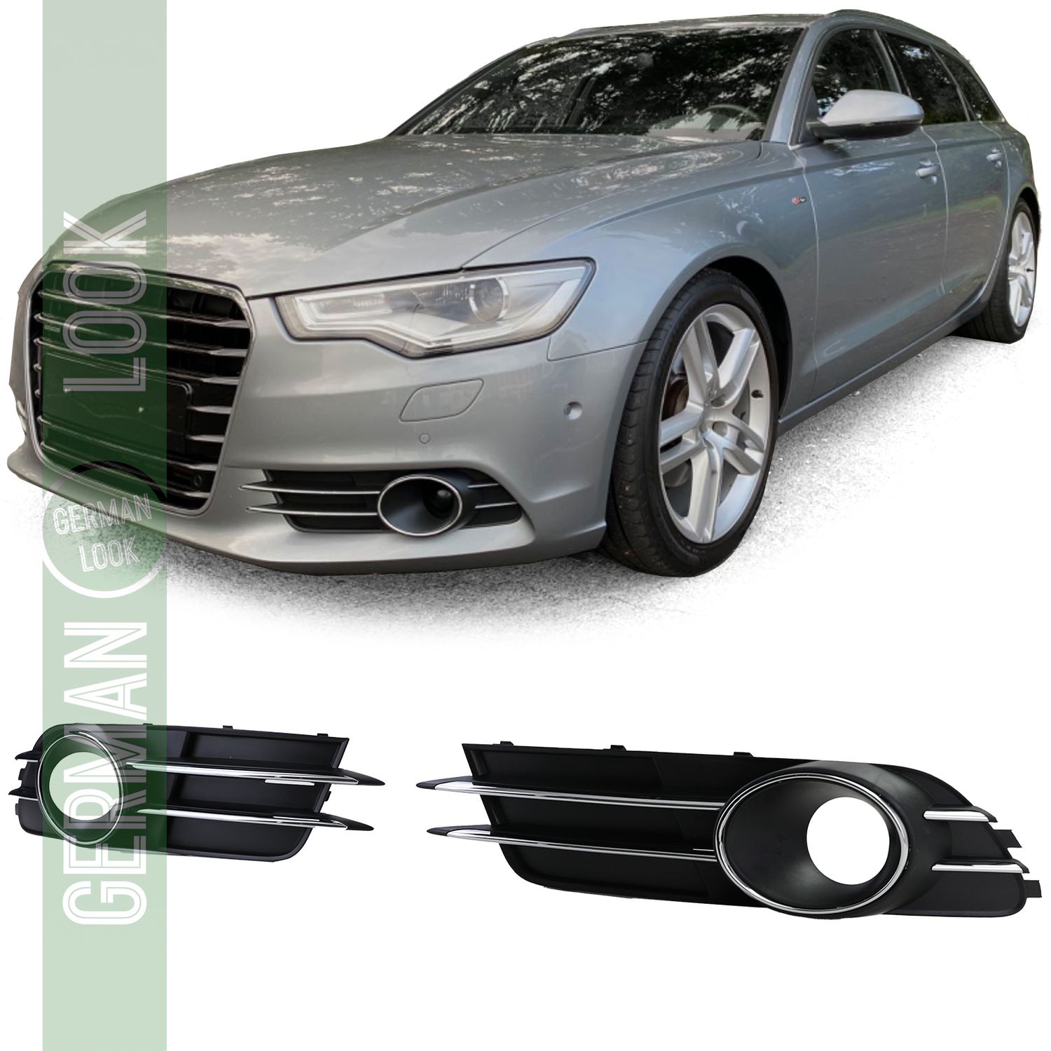 Calandre couvre pare-chocs chrome pour Audi A6 C7 4G 10-14 sans S-Line