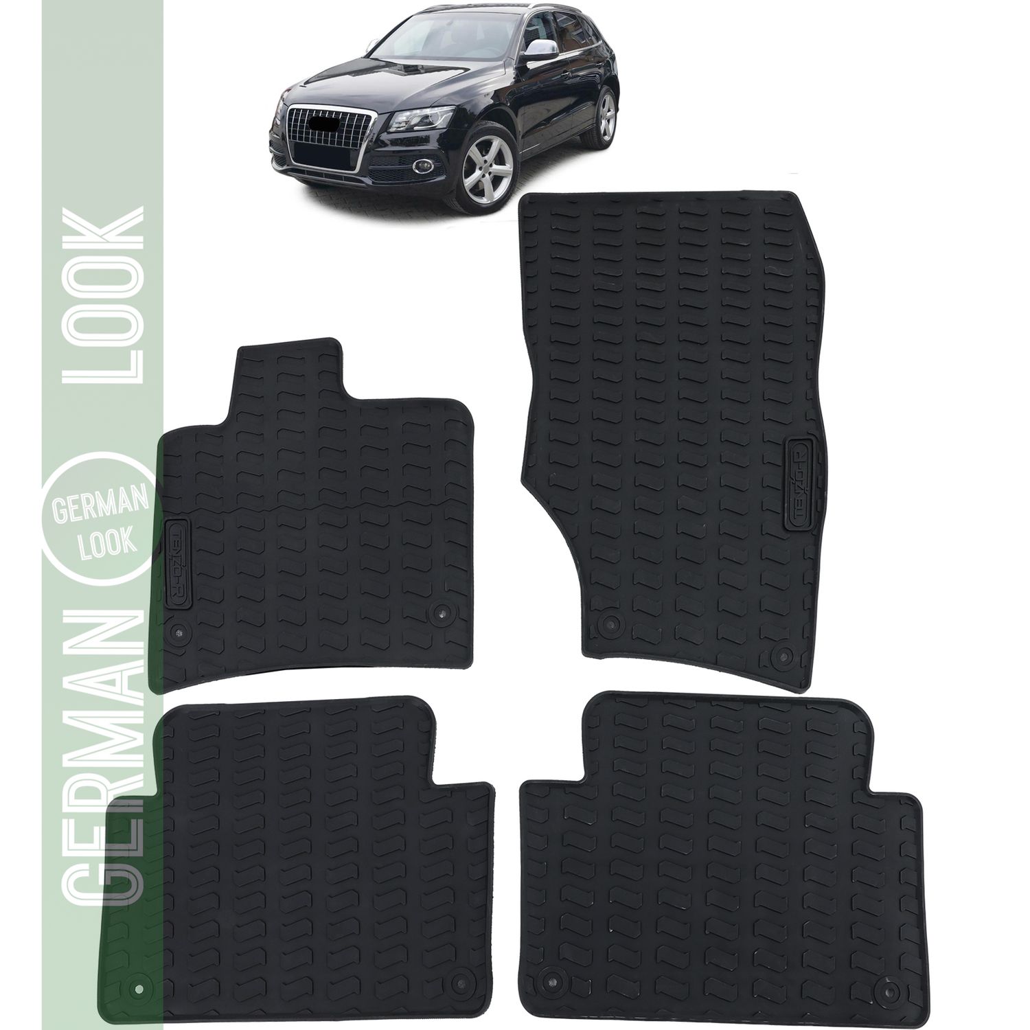 Tapis de sol en caoutchouc pour voiture noir premium set sur mesure pour Audi Q7 4L 06-15