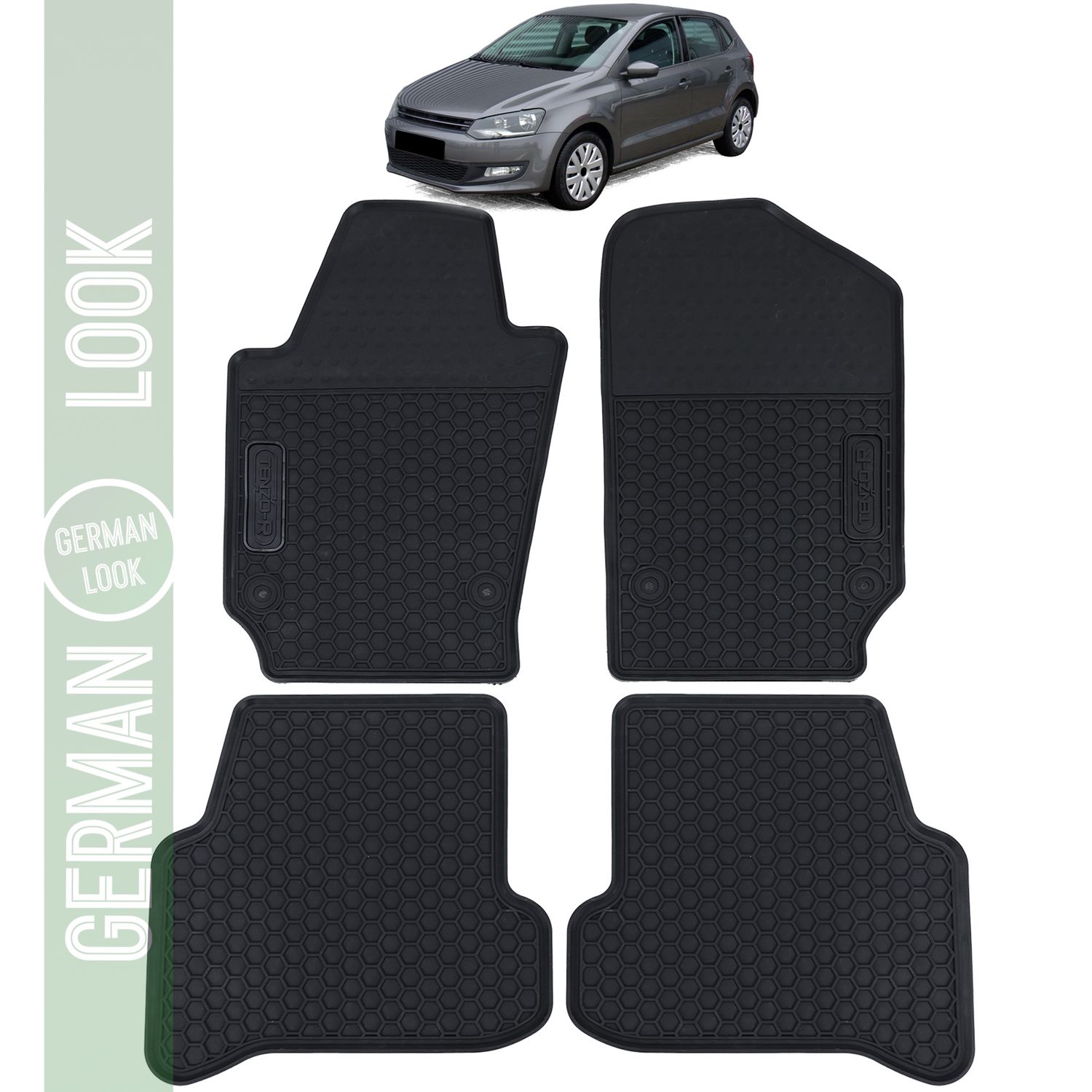 Tapis de sol en caoutchouc noir premium pour voiture VW Polo 6R 6C 09-17