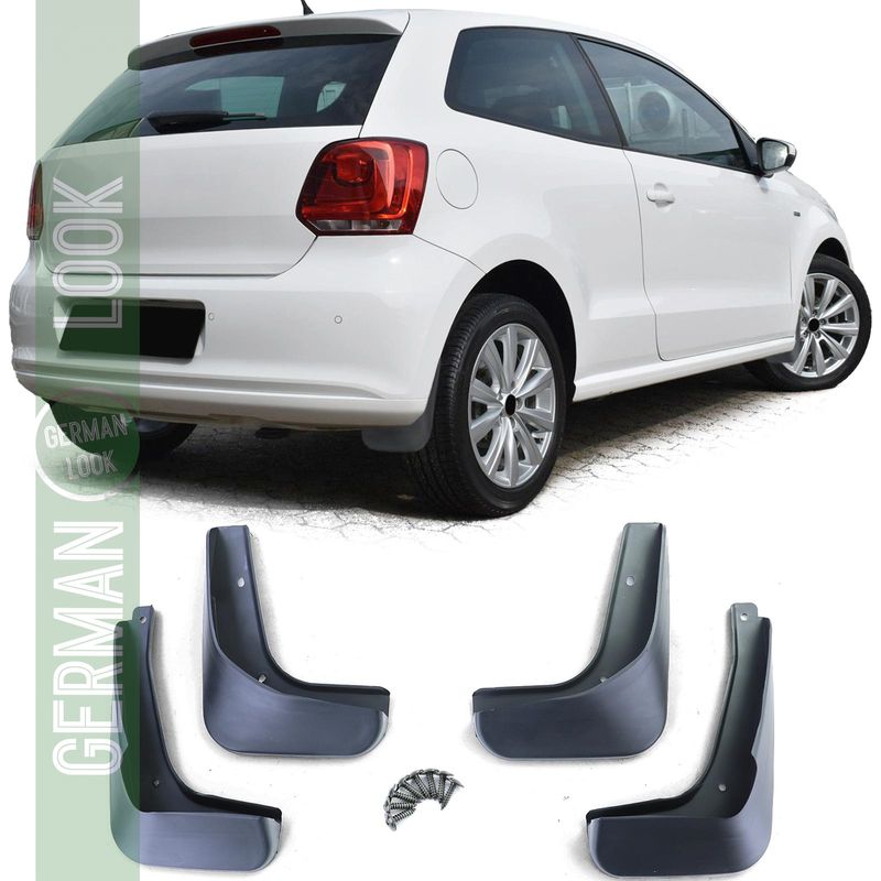 Jeu de bavettes avant et arrière noir pour VW Polo 5 pré-lifting 6R 09-14