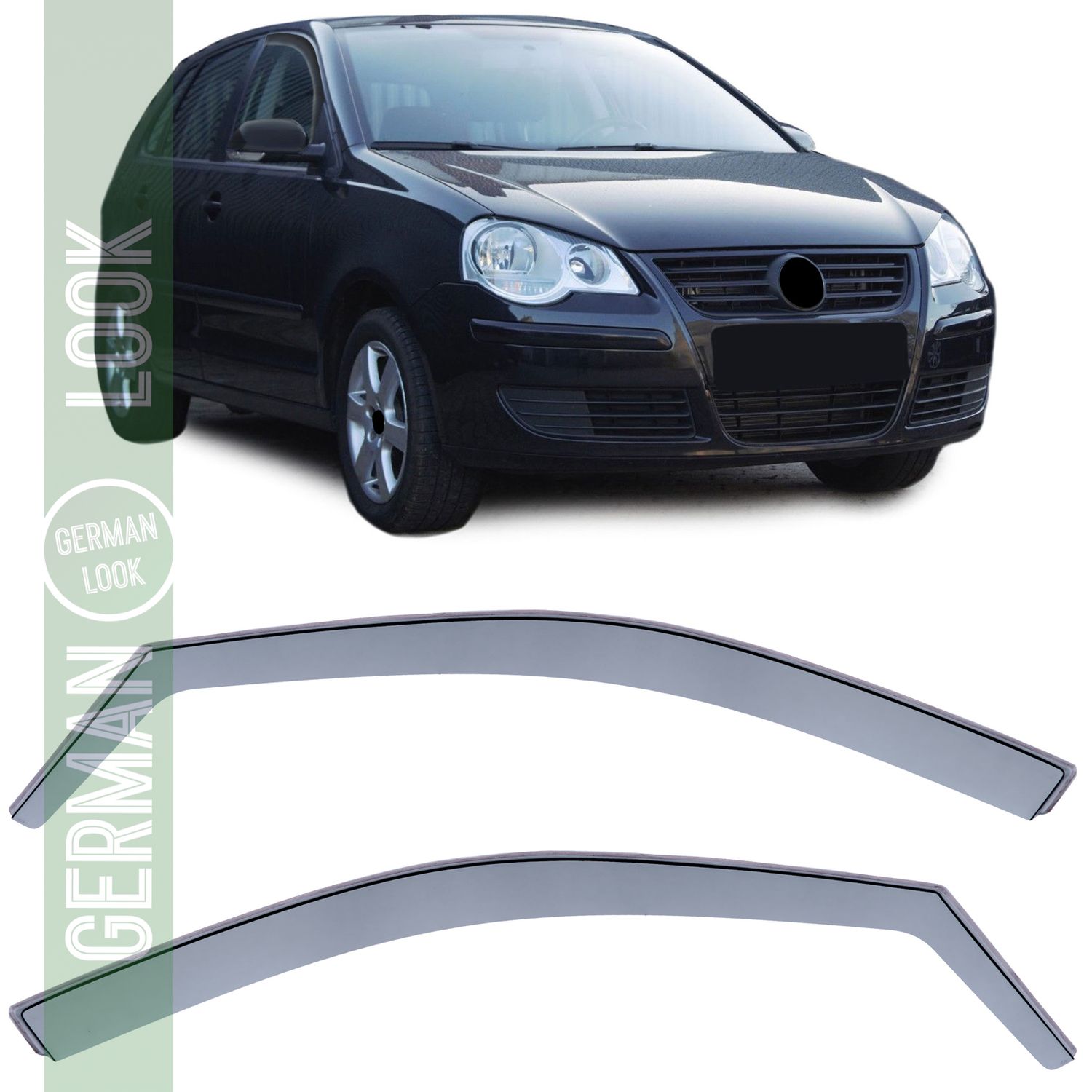 Déflecteur d'air déflecteur de pluie protection contre le vent fumée noire pour VW Polo 9N 01-08 5 portes