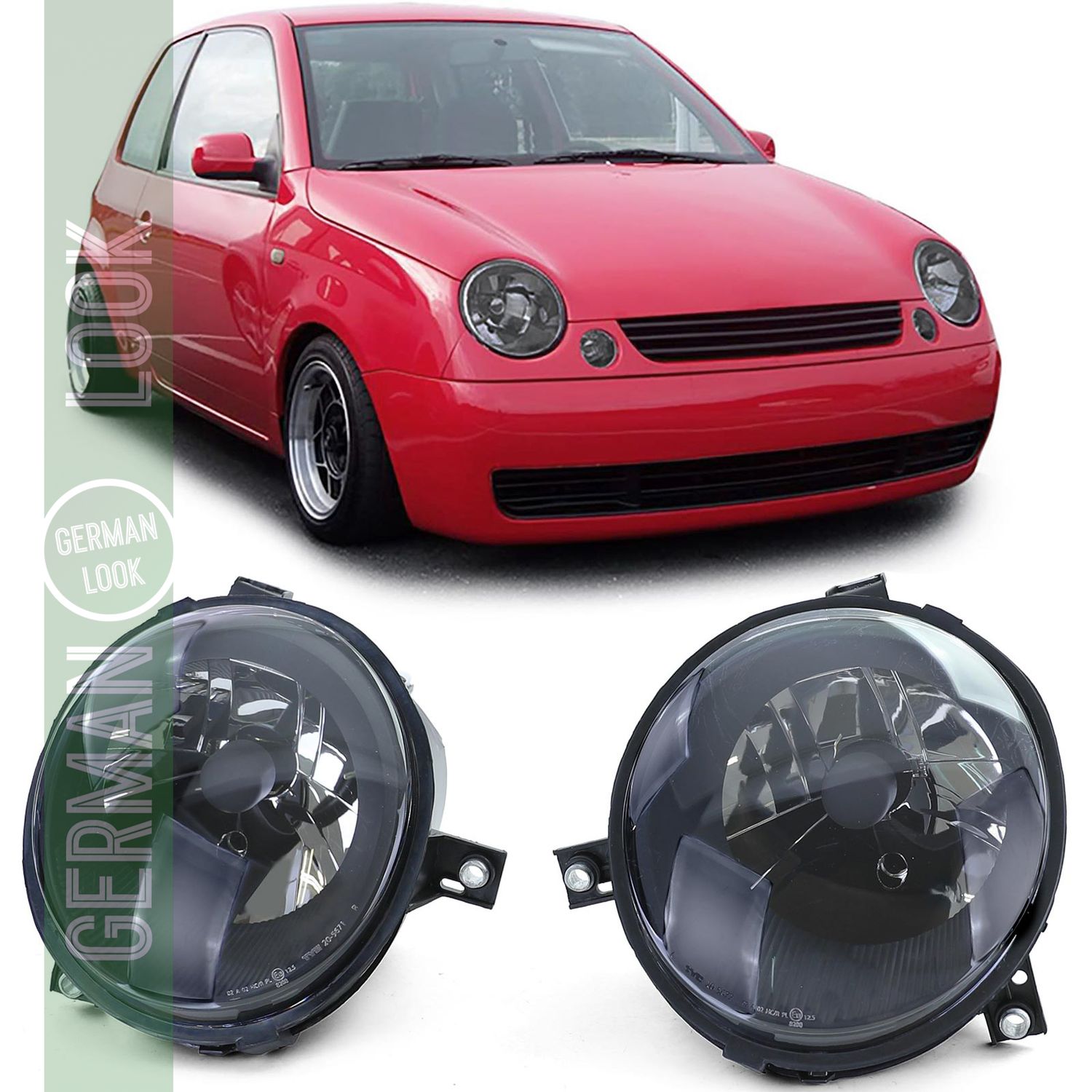 Paire de phares H4 en verre transparent fumé noir pour VW Lupo 98-05