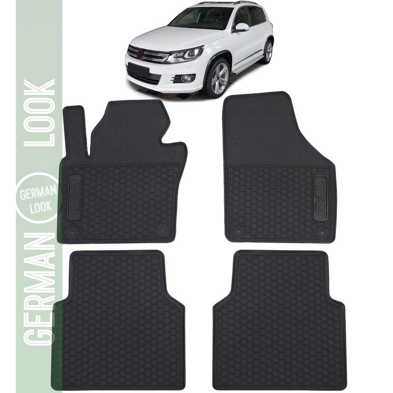 Tapis de sol en caoutchouc noir pour voiture VW Tiguan 5N 07-18