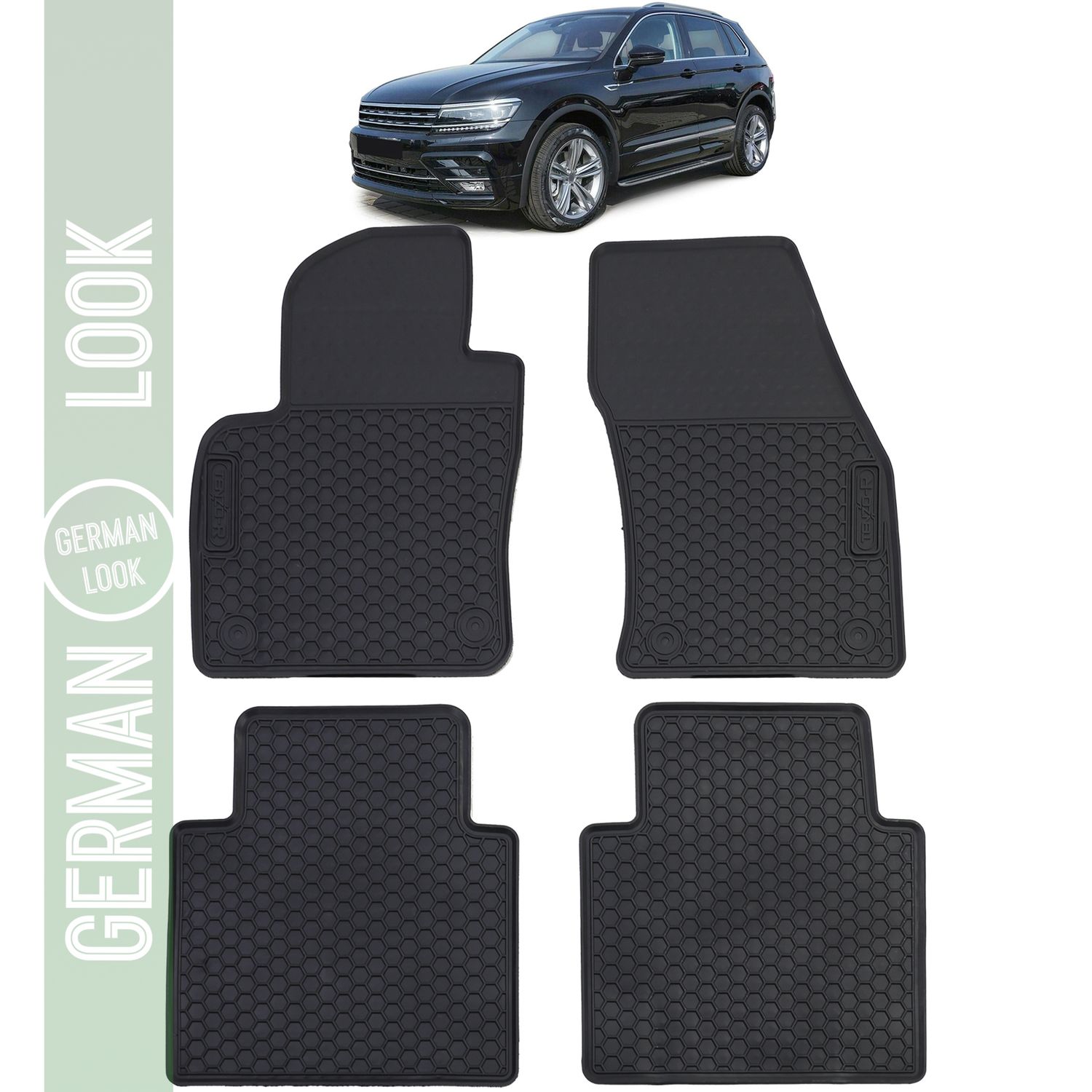 Tapis de sol en caoutchouc noir pour voiture VW Tiguan II 2016-2020