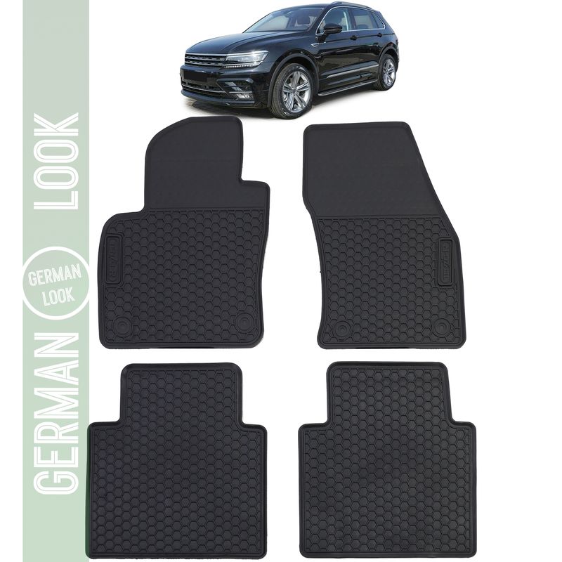 Tapis de sol en caoutchouc noir pour voiture VW Tiguan II 2016-2020