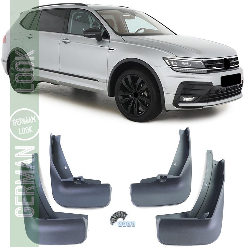 Jeu de bavettes avant et arrière noires pour VW Tiguan 2 AD1 à partir de 16