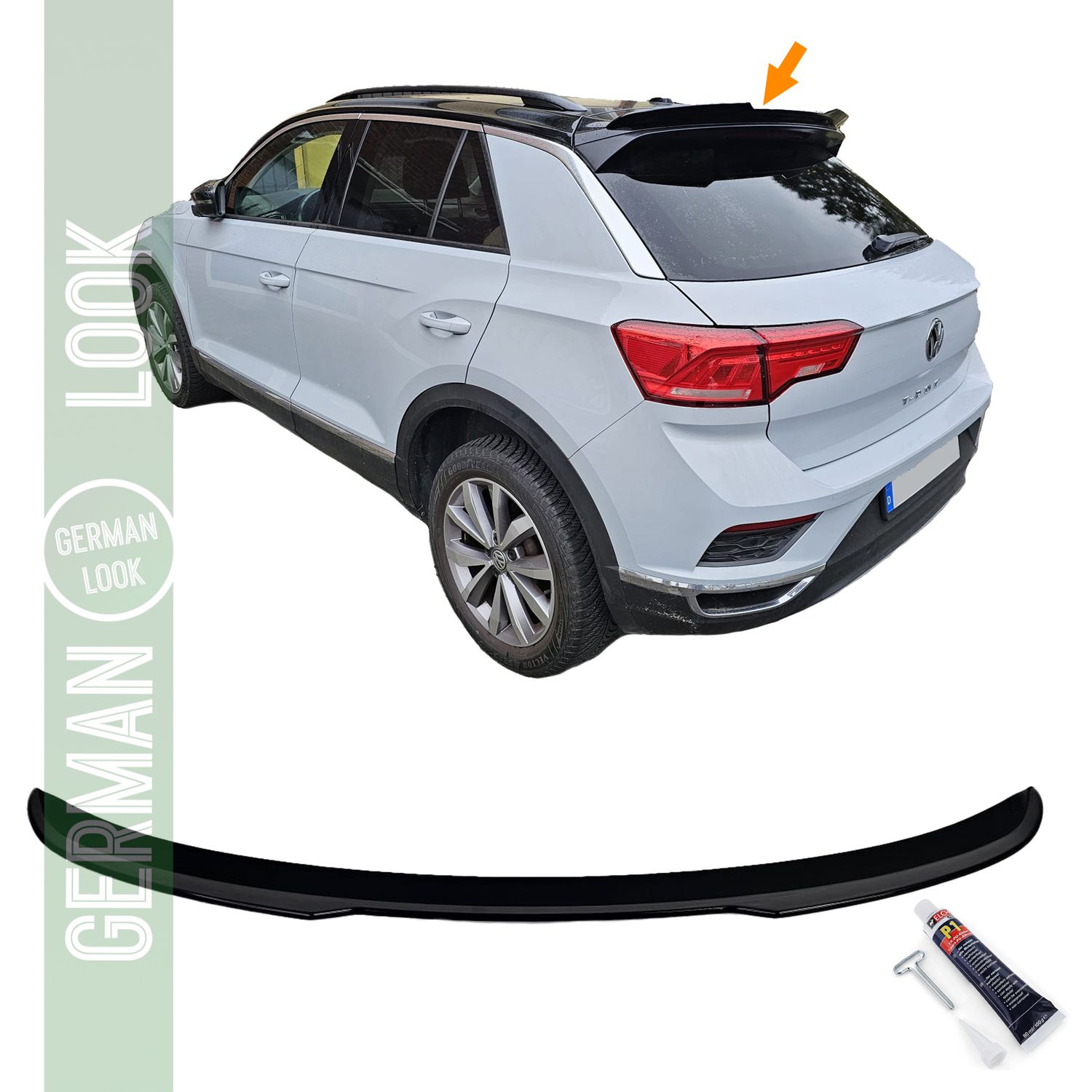 Becquet de toit Becquet arrière sport noir brillant sur mesure pour VW T-Roc à partir de 2017