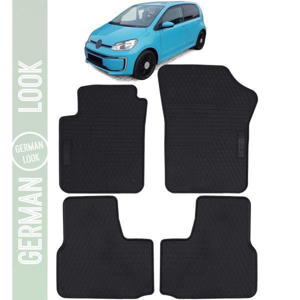 Tapis de sol en caoutchouc pour voiture noir premium set pour VW Up Skoda Citigo Seat Mii à partir de 11