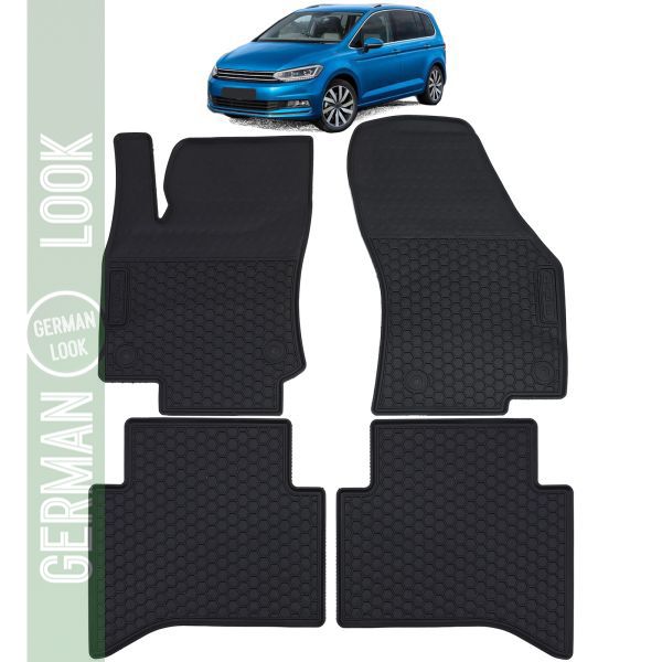 Tapis de sol en caoutchouc noir premium pour VW Touran II 5T à partir de 2015