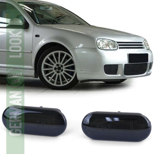 Paire de Clignotants Latéraux LED Noir Fumé pour VW Golf 3 + 4 Bora Lupo Up!